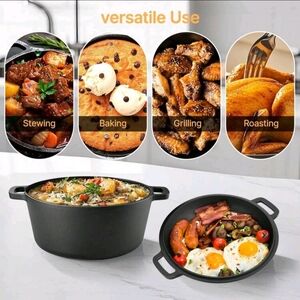 Non-Stick Black Cast Iron Dutch Oven